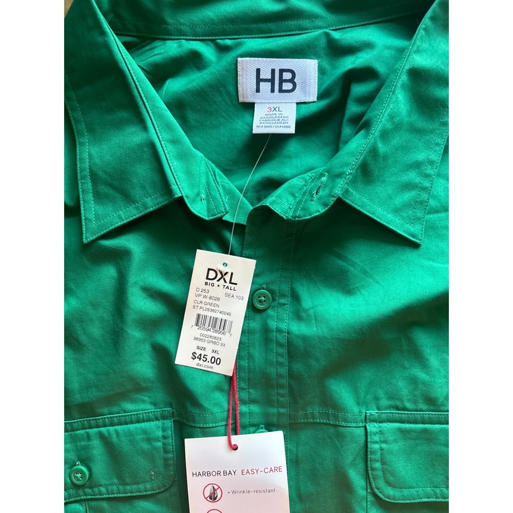 Harbor Bay Shirt Mens 3XL Green New Short Sleeve Button Down Easy Care Big Tall - Picture 2 of 7